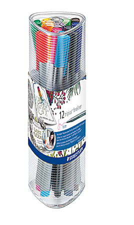 Staedtler® Johanna Basford Tri-Plus Fineliner Markers, Super Fine, 3 mm, Assorted Colors, Pack Of 12