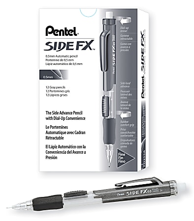 Pentel® Side FX™ Mechanical Pencil, 0.5 mm, Charcoal Gray Barrel
