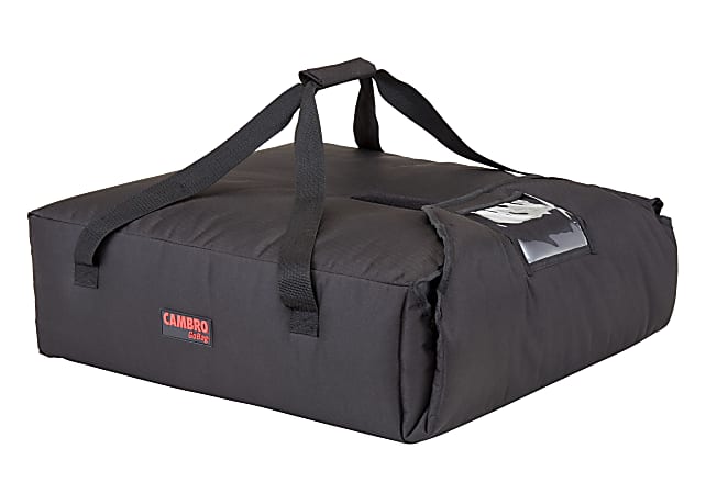 Cambro Standard Pizza GoBags, For 2 Boxes, 6 1/2" x 20 3/4" x 21 3/4", Black, Set Of 4 GoBags
