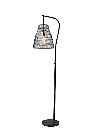 Adesso® Sheridan Floor Lamp, 63”H, Black Shade/Black Base