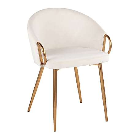 LumiSource Claire Chairs, Cream/Gold, Set Of 2 Chairs