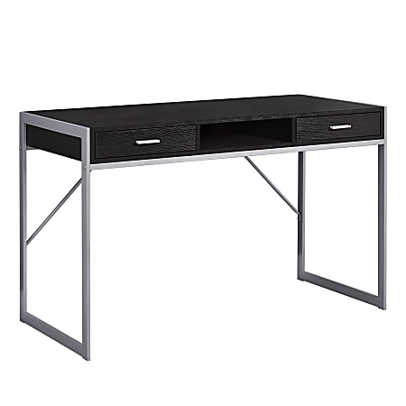 Monarch Specialties Computer Desk With Drawers, Cappuccino/Silver