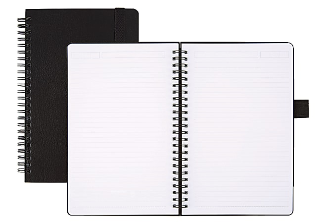 Office Depot® Brand Hard Cover Premium Business Notebook, Junior, 5 1/2" x 8 1/2", 1 Subject, Narrow Ruled, 120 Pages (60 Sheets), Black