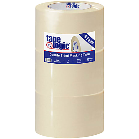 Tape Logic® Double-Sided Masking Tape, 3" Core, 3" x 108', Tan, Case Of 3