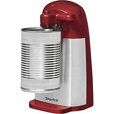 Starfrit Mightican 3 In 1 Electric Can Opener With Built In Knife Sharpener And Bottle Opener 4 38 x 4 38 Red Office Depot