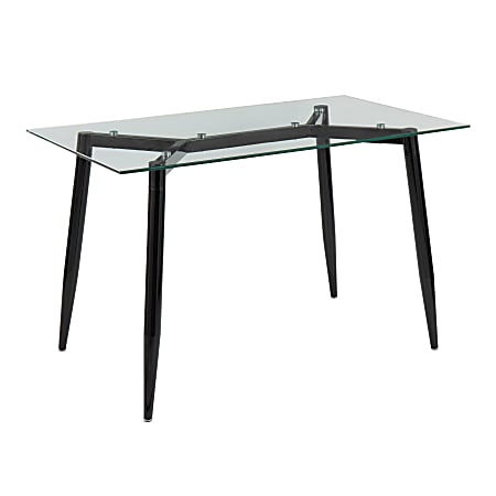 LumiSource Clara Contemporary Table, 30” x 47-1/4”, Black/Clear