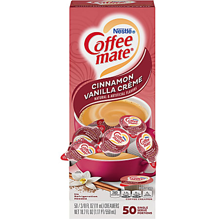 Nestlé® Coffee-mate Liquid Creamer Singles, Cinnamon Vanilla Crème, 0.38 Oz, Box Of 50 Singles