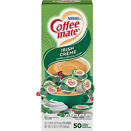 Nestlé® Coffee-mate® Liquid Creamer, Irish Crème Flavor, 0.37 Oz Single Serve x 50