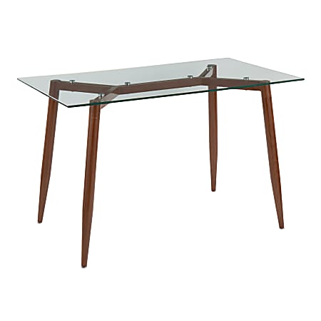 LumiSource Clara Contemporary Table, 30” x 47-1/4”, Walnut/Clear