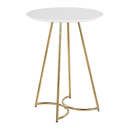 LumiSource Cece Canary Contemporary Glam Counter Table, 36”H x 27”W x 27”D, Gold/White