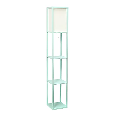 Lalia Home Column Shelf Floor Lamp, 62-3/4"H, Aqua/White