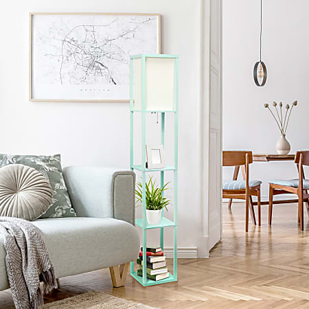 Lalia Home Column Shelf Floor Lamp 62 34 H AquaWhite Office Depot