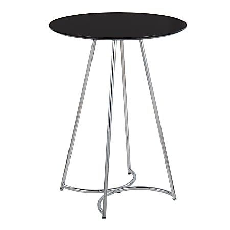 LumiSource Cece Canary Contemporary Glam Counter Table, 36”H x 27”W x 27”D, Chrome/Black
