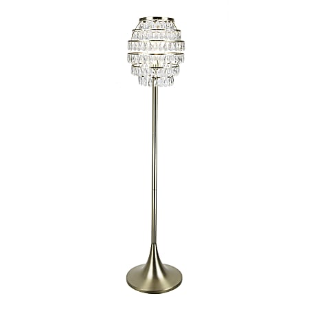 LumiSource Lenuxe Floor Lamp, 63-1/4"H, Clear K9/Gold Plated '16