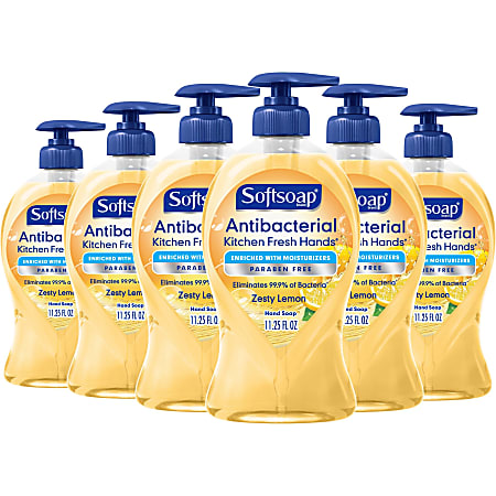 Softsoap Antibacterial Hand Soap Pump - Citrus Scent - 11.3 fl oz (332.7 mL) - Pump Bottle Dispenser - Odor Remover, Bacteria Remover - Hand, Kitchen, Skin - Yellow - 6 / Carton