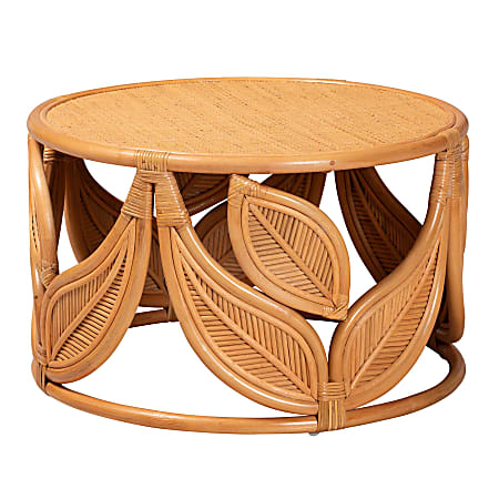 bali & pari Raflesia Natural Rattan Coffee Table, 18-1/8”H x 29-1/2”W x 29-1/2”D, Natural