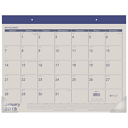 AT-A-GLANCE® Fashion Monthly Desk Pad Calendar, 22" x 17", Blue, January to December 2018 (SK2517-18)