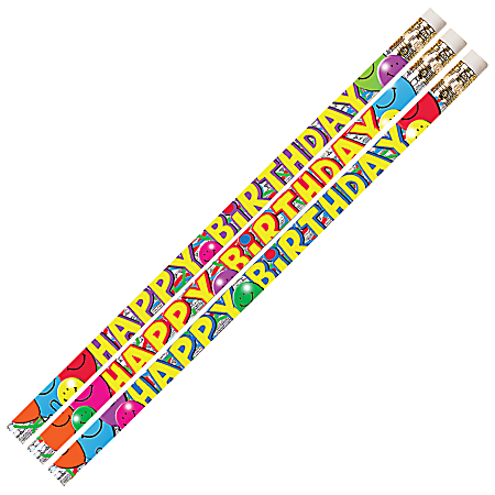 Musgrave Pencil Co. Inc. Motivational Pencils, Birthday Bash, 12 Pencils Per Pack, Set Of 12 Packs