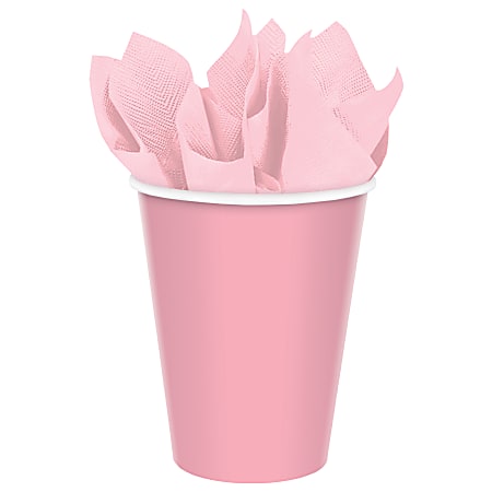 Amscan 68015 Solid Paper Cups, 9 Oz, Pink,