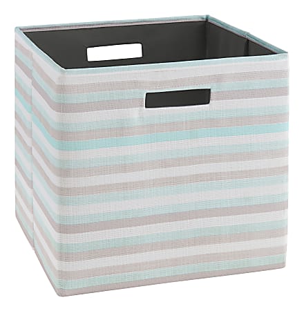 Linon Home Decor Products Emmet Storage Bins, Medium Size, Aqua/Gray, Pack Of 2