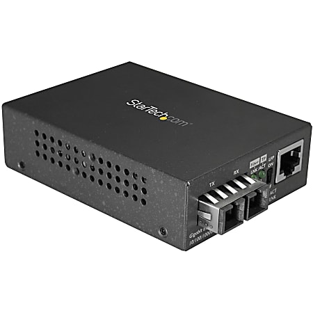 StarTech.com Fiber Media Converter - 1000Base-LX - Single-mode - 10 km - SC Fiber to Ethernet Converter - Fiber to Copper Converter - Convert and extend a Gigabit Ethernet connection up to 10km over single-mode SC fiber