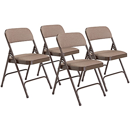 National Public Seating 2200 2-Hinge Folding Chairs, Walnut/Brown, Set Of 4 Chairs