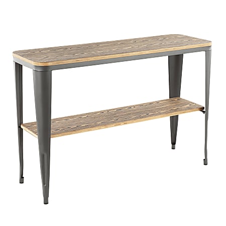 Lumisource Oregon Industrial Console Table, Rectangular, Bamboo/Gray