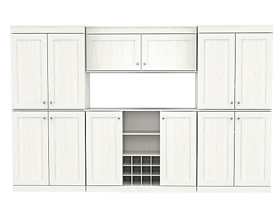Inval 4-Piece Shaker Style Buffet Storage Cabinet System, 70-7/8”H x 110-1/4”W x 16-9/16”D, Washed Oak