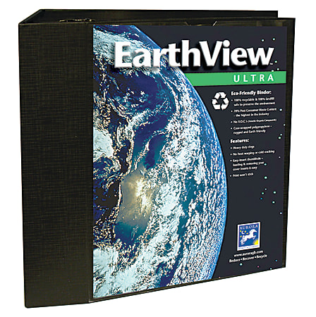 Aurora EarthView™ Ultra D-Ring Storage Binder, 3 Ring, 39% Recycled, 5", White
