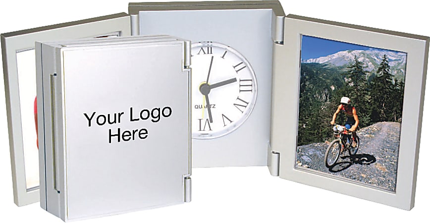 Tri-Fold Clock Photo Frame
