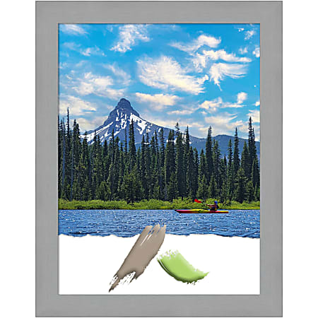 Amanti Art Rectangular Picture Frame, 21” x 27”, Matted For 18” x 24”, Brushed Nickel