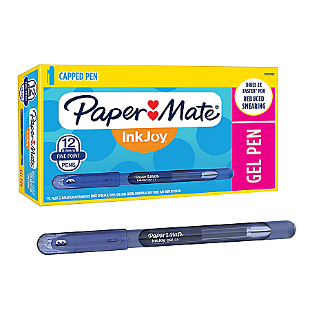 Paper Mate® Inkjoy Gel 600ST Stick Pens, Fine Point, 0.5 mm, Blue Barrel, Blue Ink, Pack Of 12