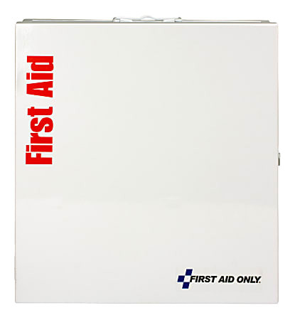 First Aid Only SmartCompliance Metal First Aid Cabinet With Medications, White, 241 Pieces