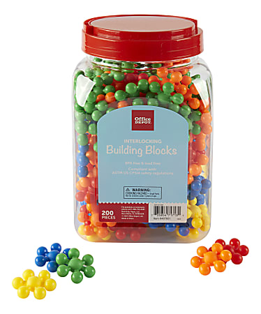 Office Depot® Brand Interlocking Building Blocks, Assorted Colors, Pre-K, Pack Of 200 Pieces