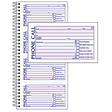 Office Depot&reg; Brand Phone Message Book, 11" x 5 1/2", Canary/White, Book Of 400 Messages