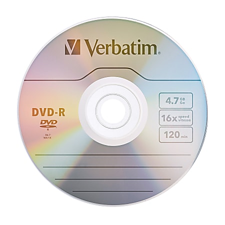 Verbatim® DVD-R Recordable Media, 4.7GB/120 Minutes, Pack Of 10