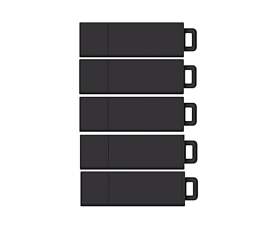 Centon DataStick Pro USB 2.0 Flash Drives, 8GB, Sport Black, Pack Of 5 Flash Drives, DSW8GB5PK