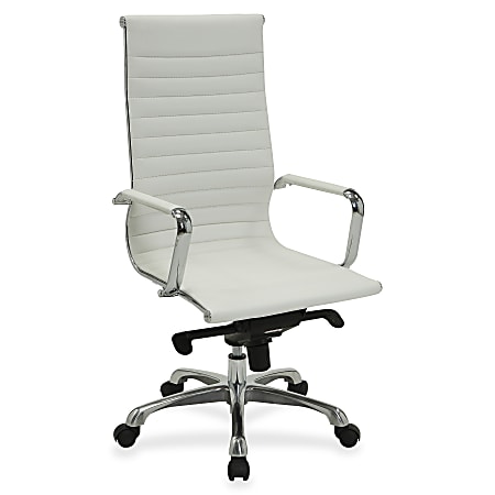 Lorell® Modern Ergonomic Bonded Leather High-Back Chair, White