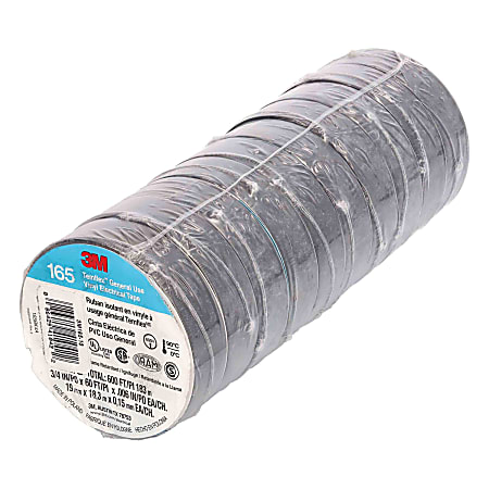 Install Bay® 3M™ Temflex™ 3/4" Economy Vinyl Electrical Tape, Removable, 60’, Black, Pack Of 10 Rolls