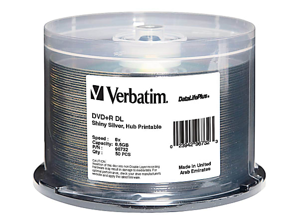 Verbatim DataLifePlus - 50 x DVD+R DL - 8.5 GB 2.4x - shiny silver - printable surface - spindle
