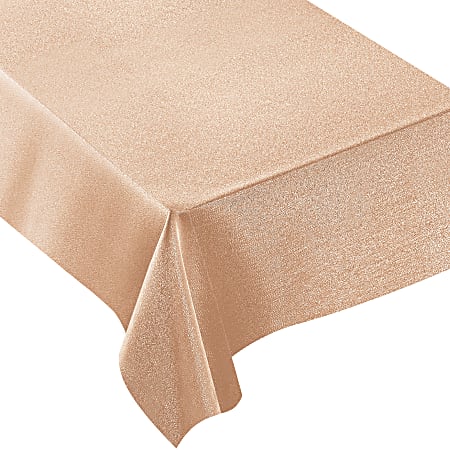 Amscan Metallic Fabric Table Cover, 60" x 104", Rose Gold