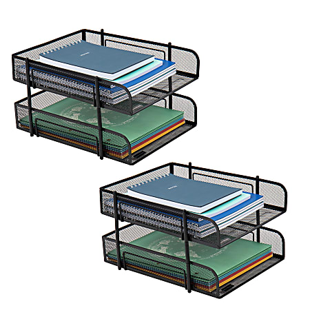 Mind Reader Mesh Desk Organizer, 10 Compartments - Black