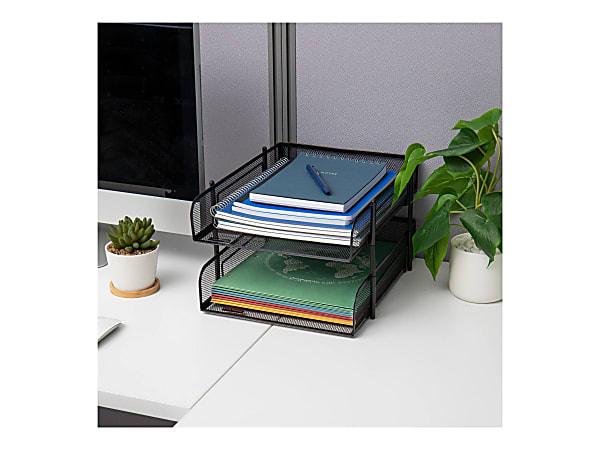 Mind Reader Stackable Paper Tray Desk Organizer 7 12 H x 10 12 W x