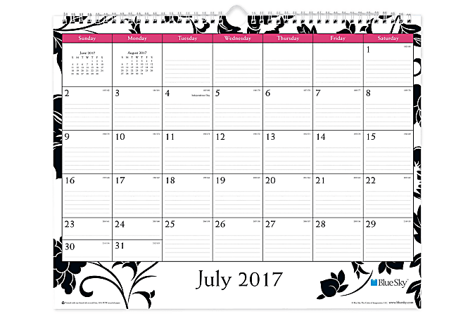 Blue Sky™ Academic Monthly Wall Calendar, 15" x 12", 50% Recycled, Barcelona, July 2017 to June 2018