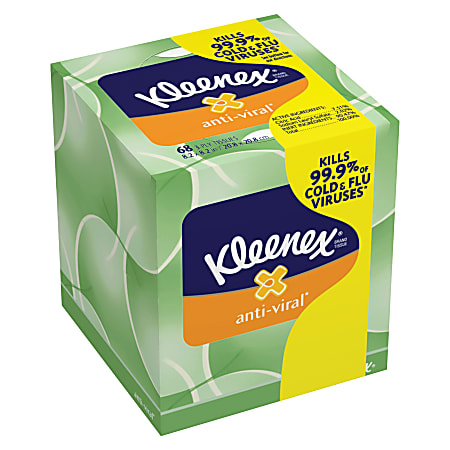 Kleenex® Boutique Antiviral 3-Ply Facial Tissues, Box Of 68 Tissues
