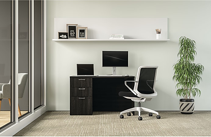 HON 48 W Mod Computer Desk Java Oak - ODP Business Solutions