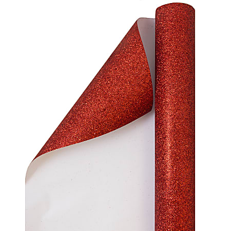 JAM Paper® Wrapping Paper, Glitter, 25 Sq Ft, Red