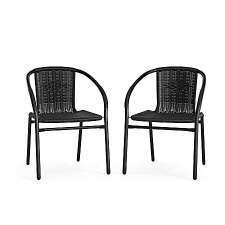 Flash Furniture Lila Restaurant Stack Chairs, Black, Pack Of 2 Chairs