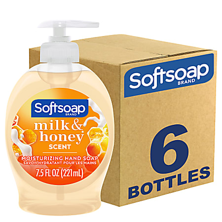 Softsoap Liquid Hand Soap Pump, Moisturizing Hand Soap Liquid, Milk &amp; Honey Scent, 7.5 fl oz, 6/Carton