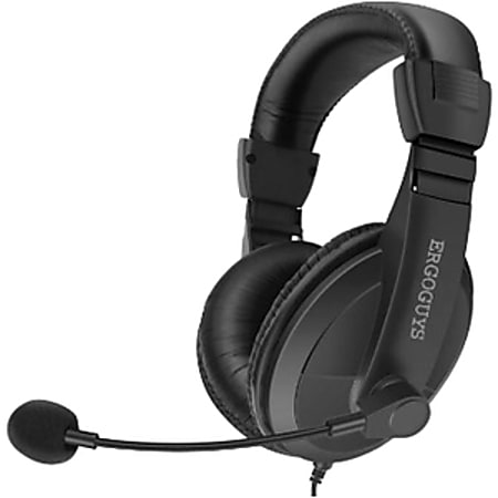 Ergoguys Black Lightweight Headset with Adjustable Mic - Mini-phone (3.5mm) - Wired - 9 Ohm - 10 Hz - EG55BLK